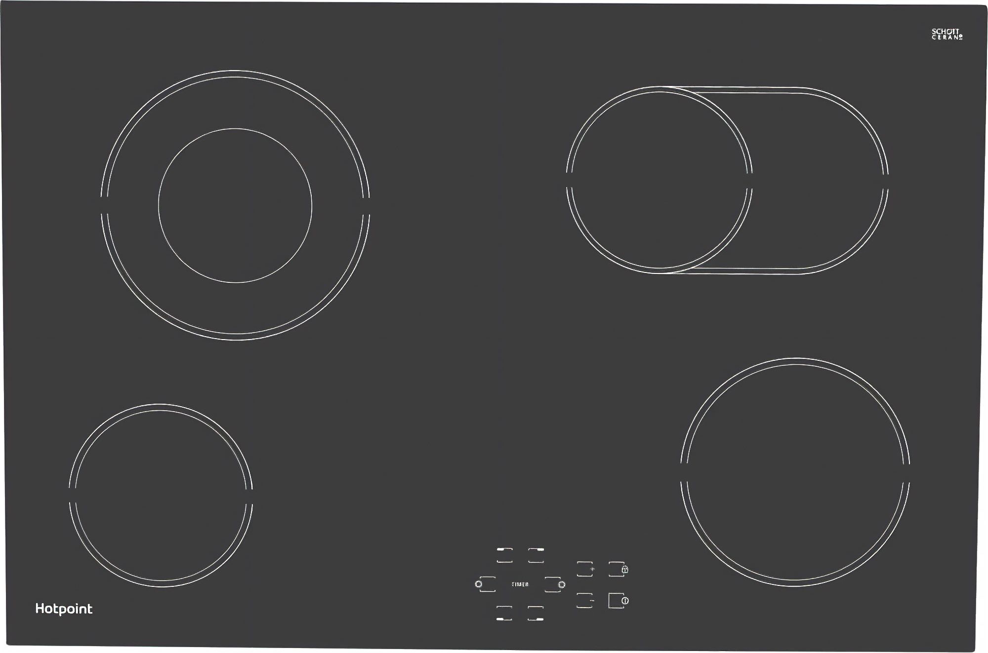 Image of Hotpoint HR 724 B H 77cm Ceramic Hob - Black, Black